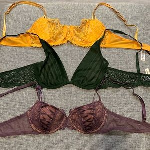 Adore me bralettes, fun colors, set of 3, 34B
